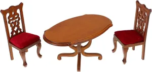 GALPADA 1 Set Miniature Table Chairs: Wooden Dollhouse Oval Dining Table and Chairs Set Min Furniture for Children Room Kitchen Food Decoration