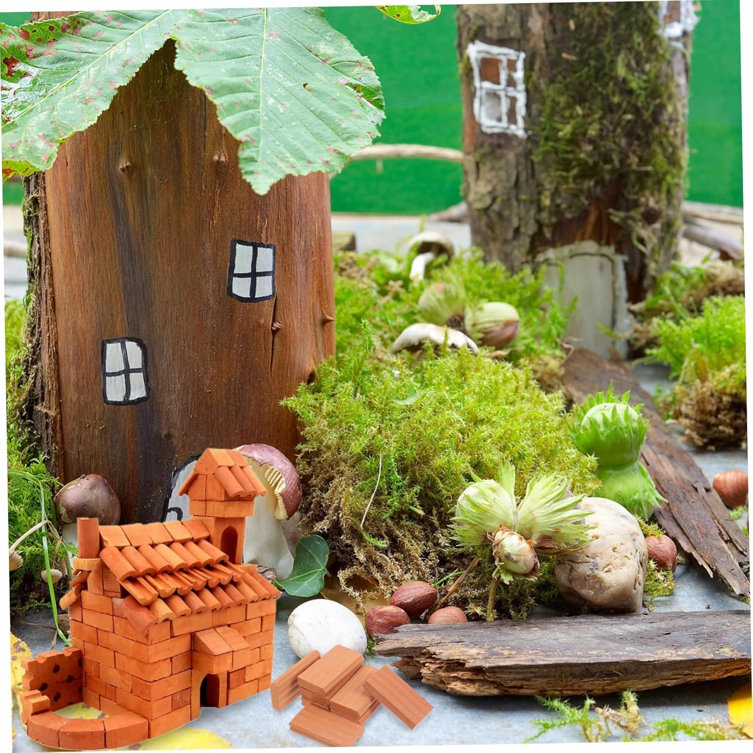 GARVALON 50pcs Mini Bricks Accessories for Landscape Models Realistic Miniature Bricks for Table Architecture Scale Building Materials for Dollhouse and Crafts