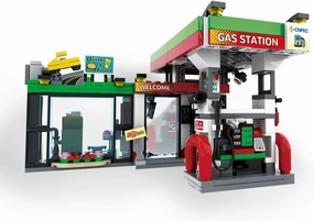 Gas Station Building Set - Mini Building Blocks Toys Model with 2 Different Shapes, Petrol Station Playset for City Street View, Building Toy Set Birthday Gifts for Boys and Girls -349 Pcs