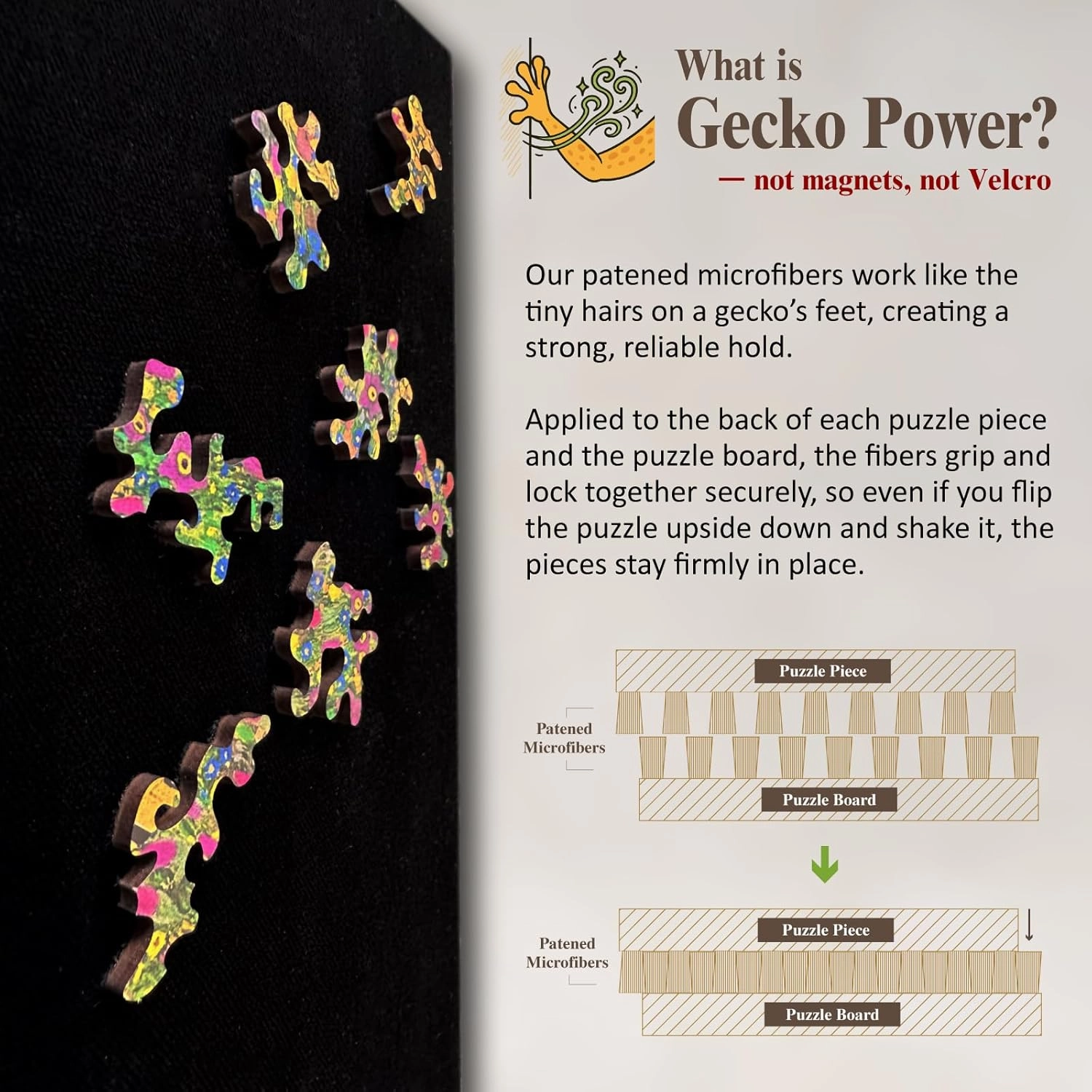 Gecko Power Puzzle with Frame for Adults, 150 Piece Premium Wooden Jigsaw Puzzles, Cool Creative Puzzle Gift, Puzzle Frame Included (Mediterranean Retreat)