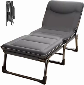 Generic Portable Folding Bed for Adults Four Speed Adjustment Camping Cot for Adults with 3D Headrest Portable Folding Bed for Sleeping 160 kg Load Capacity(Gray C,190 * 70 * 30cm)