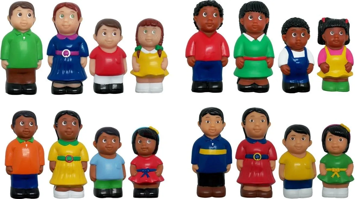 Get Ready Kids Multicultural Famly Figures Set of 16, 5", Multi, 624