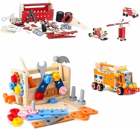 Gift for 2 Year old Boy Kids Tool Set Wooden Toddler Tool Bench Montessori Toys for 2 Year Old 138 PCS Educational STEM Construction Toys for Ages 2-9 Pretend Play Toddler Toys Age 2  Birthday Gift