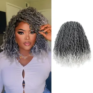 GIX Yanky Twist Crochet Hair - 10 Inch 8 Packs (240 Strands) Ombre Gray Pre-twisted Fluffy Spring Mini Twist Short Bob Passion Twist, Crochet Braids Braiding Hair (10 Inch, T-Gray-8P)