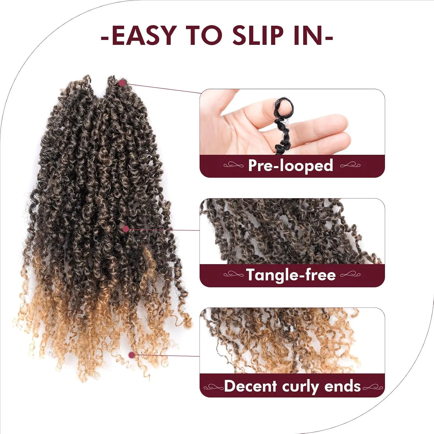 GIX Yanky Twist Crochet Hair - 8 Inch 8 Packs (240 Strands) Ombre Blonde Pre-twisted Fluffy Spring Mini Twist Passion Twist, Pre-Looped Crochet Braids Braiding Hair (8 Inch, T27-8P)