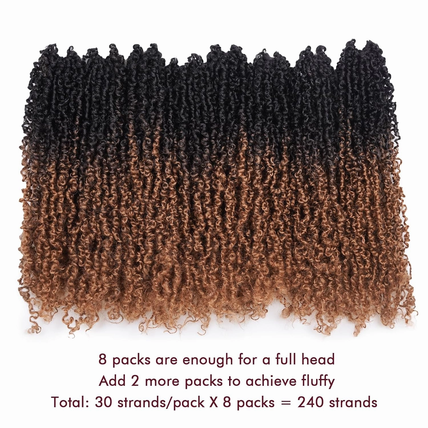 GIX Yanky Twist Crochet Hair - 8 Inch 8 Packs (240 Strands) Pre-twisted Fluffy Spring Mini Twist Short Passion Twist, Ombre Brown Pre-Looped Crochet Braids Braiding Hair (8 Inch, OT30-8P)