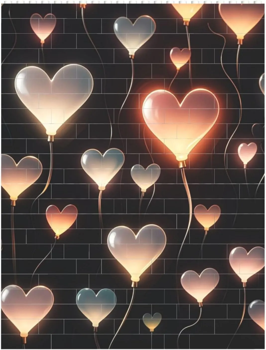 Glowing Heart Love Building Block Puzzle Personalized Building Bricks for Adults Block Puzzle Building DIY Brick Block Puzzles Valentine's Day Gifts for Home Decor Brick Puzzle