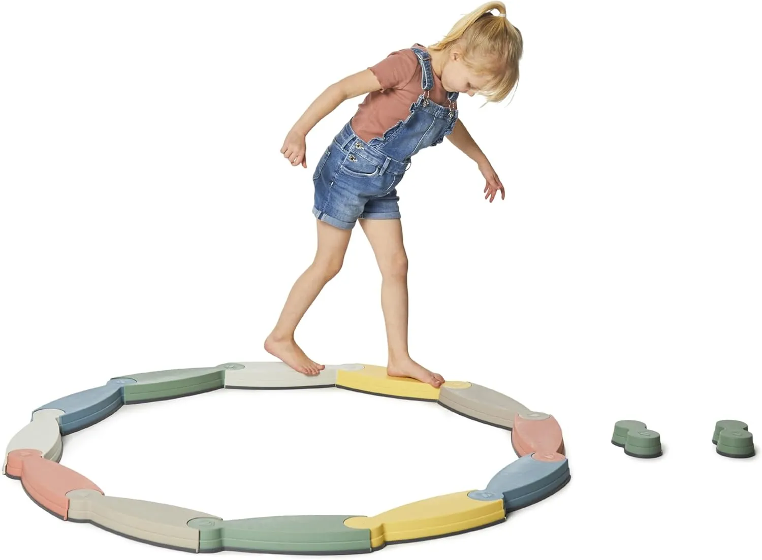 GONGE River Balance Course Set - 7 Elements for Gross Motor Skills Development, Multiple Path Creations - Safe and Sturdy - Ages 2 , Nordic