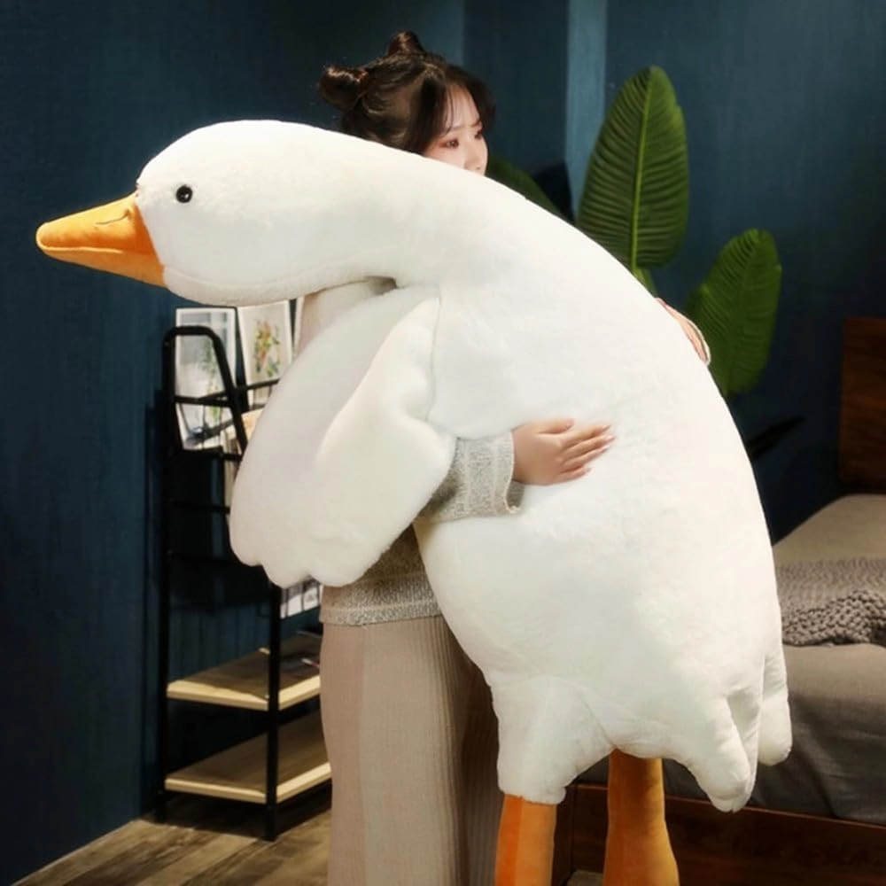 Goose Stuffed Animal Giant White Goose Plush Pillow,Cute Duck Toy Soft Hugging Swan Plush Pillow Gifts for Kids Adults, 63in