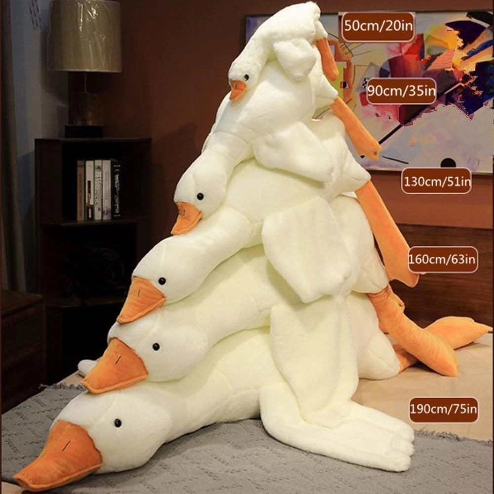 Goose Stuffed Animal Giant White Goose Plush Pillow,Cute Duck Toy Soft Hugging Swan Plush Pillow Gifts for Kids Adults, 63in