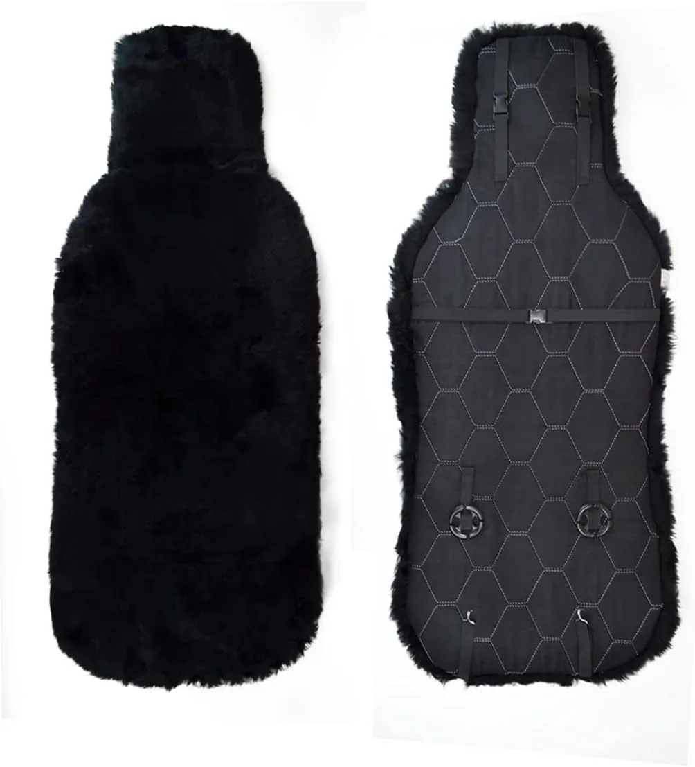 Gracefur A Pair Genuine Sheepskin Seat Covers, Long Wool Front Car Seat Covers, Easy to Install, Airbag Compatible Universal Fits Seat Covers for SUV, Trucks, Cars (Black)