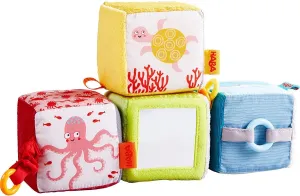 HABA Discovery Cubes Marine World - 4 Fabric Blocks to Stimulate Baby's Senses