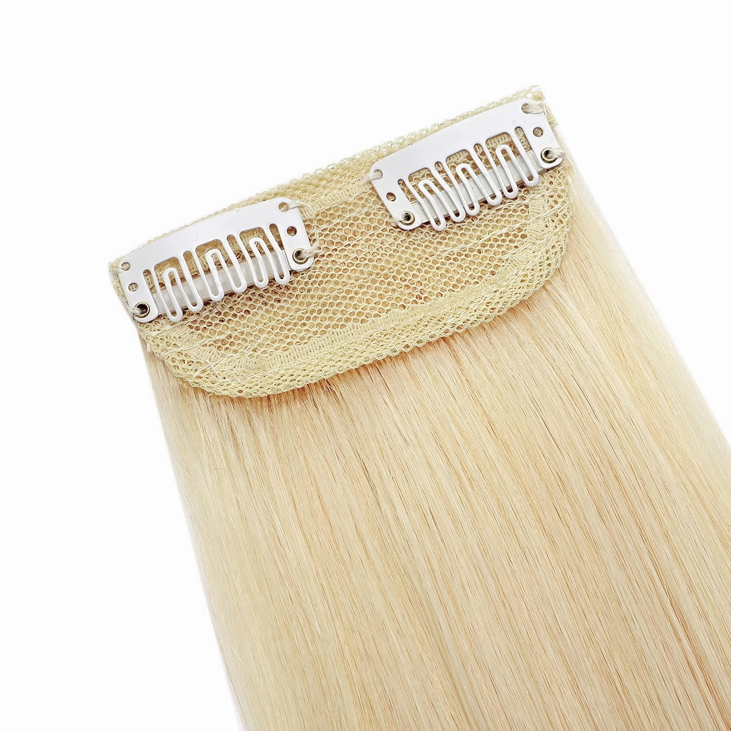 Hairro Human Hair Clip in Mini Hair Extensions for Men and Women 12 Inch Blond Platinum Short Straight Clip on Remy Hair Wiglet Topper Seamless Filler Hairpieces for Thinning Hair and Baldness