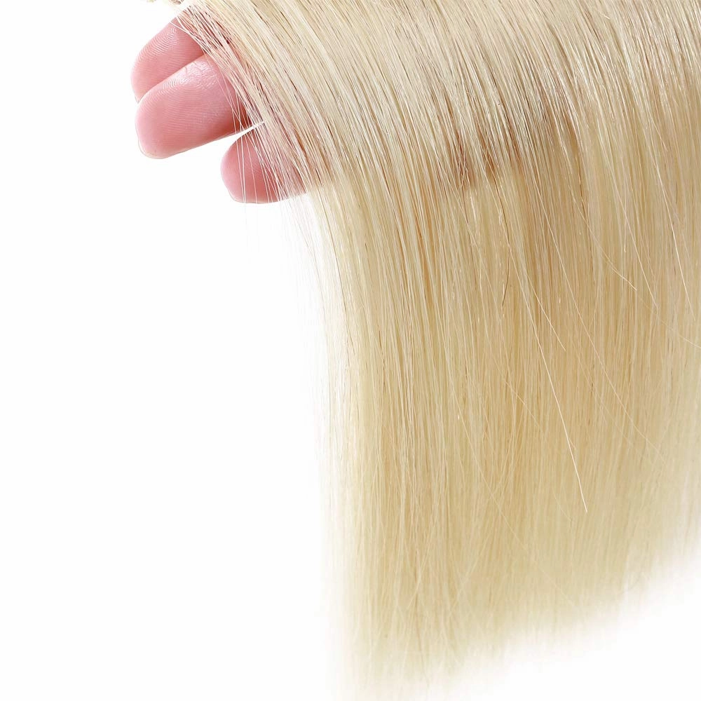 Hairro Human Hair Clip in Mini Hair Extensions for Men and Women 12 Inch Blond Platinum Short Straight Clip on Remy Hair Wiglet Topper Seamless Filler Hairpieces for Thinning Hair and Baldness