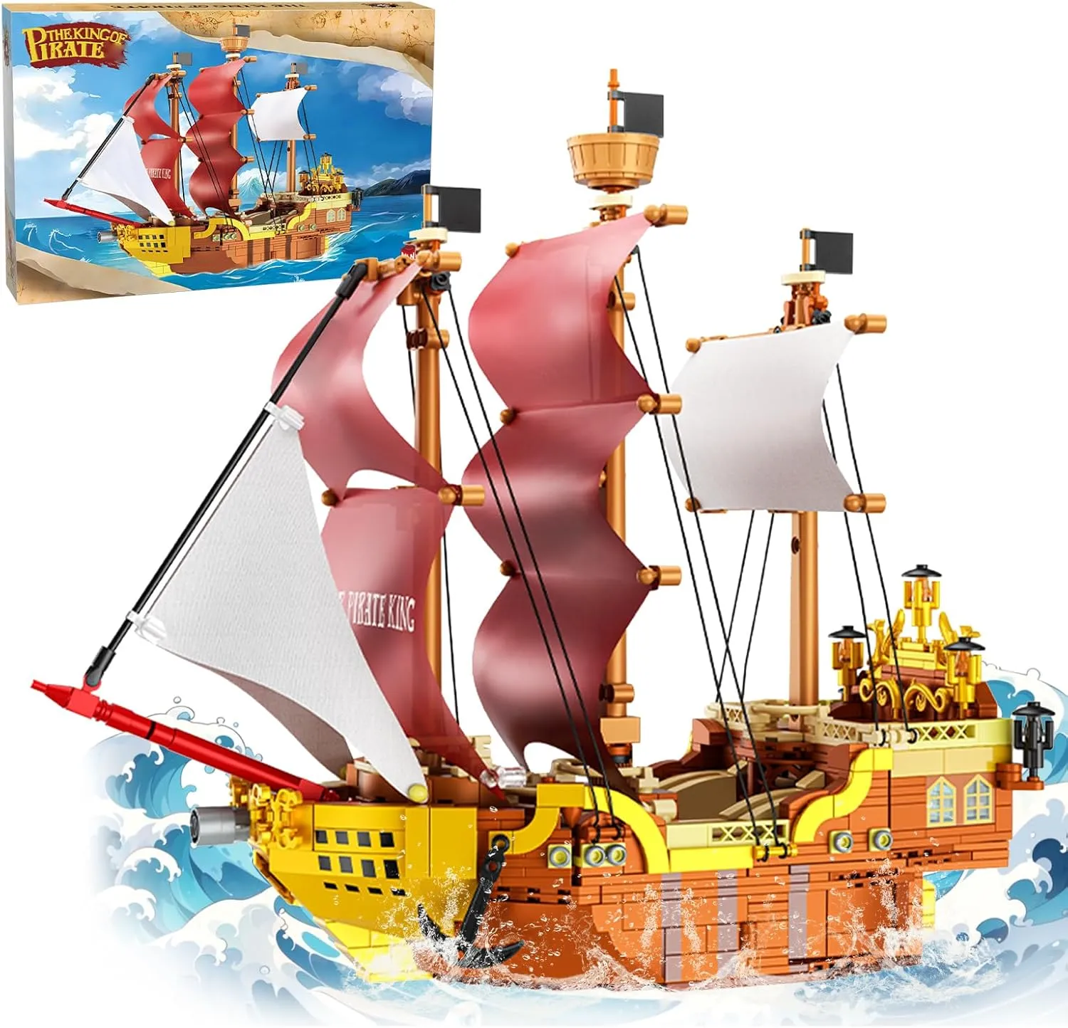 Hallisun Toy Building Block Set, Pirate Ship Mini Size Brick Model Kit, Creative Ship Building Construction, Christmas Birthday Gift for Adult Teens Children Kids Boys Girls 8 , 920 pcs