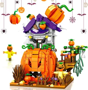 Halloween Pumpkin House Building Set, 723 PCS Decor Building Blocks Toys Compatible With Set, Party Gifts for Kids Boys Girls 6-12  Years Old