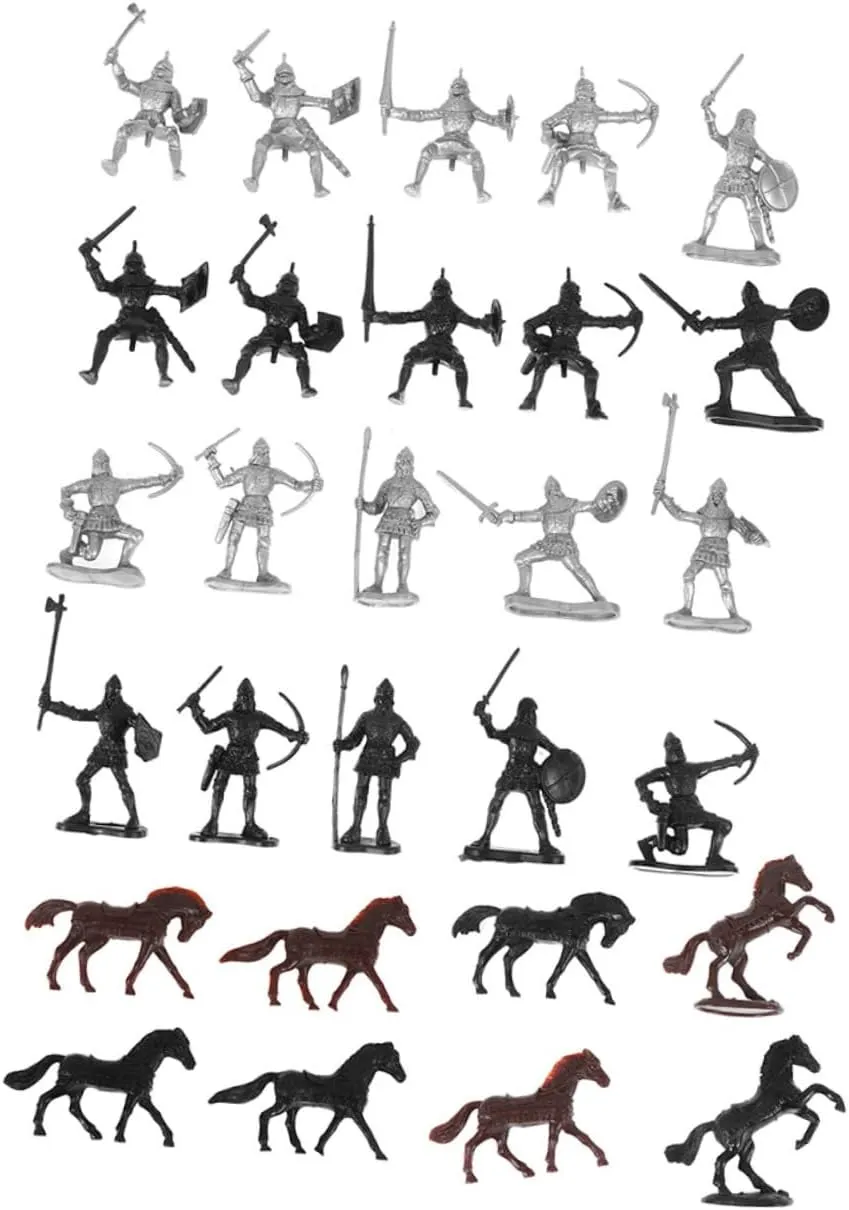 HANABASS 56Pcs Soldiers Horses Figurines for Play Decor Enhances Knowledge Organizational Skills