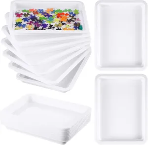 Hanaive 10 Pack Puzzle Sorting Trays for Jigsaws up to 1500 Pieces White Stackable Puzzle Sorting Trays Multipurpose Organizer Plates for Toys Beads Painting DIY Projects Fun Home Activities