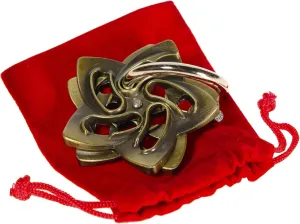 Helix Hanayama Brain Teaser Puzzle, Level 5 Difficulty, Red Velveteen Drawstring Pouch, Bundled Items