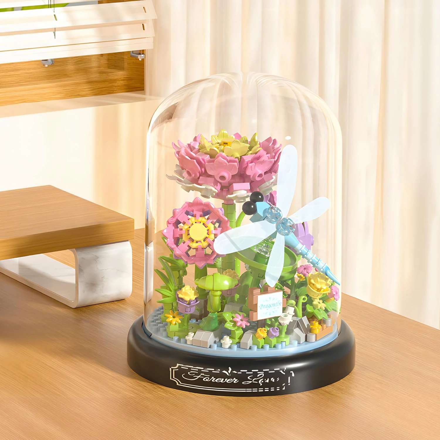 HI-REEKE Flower Dragonfly Bouquet Building Block Set, Micro Mini Botanical Building Toy for Women-568 PCS