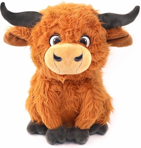 Highland Cow Plush Toy,12 Inches Soft Stuffed Animal, Plushie, Fluffy Cute Fuzzy Highland Cattle with Horns, Adorable Gift for Kids, Toddlers & Cow Lovers, Decorative Plushie for Home or Nursery