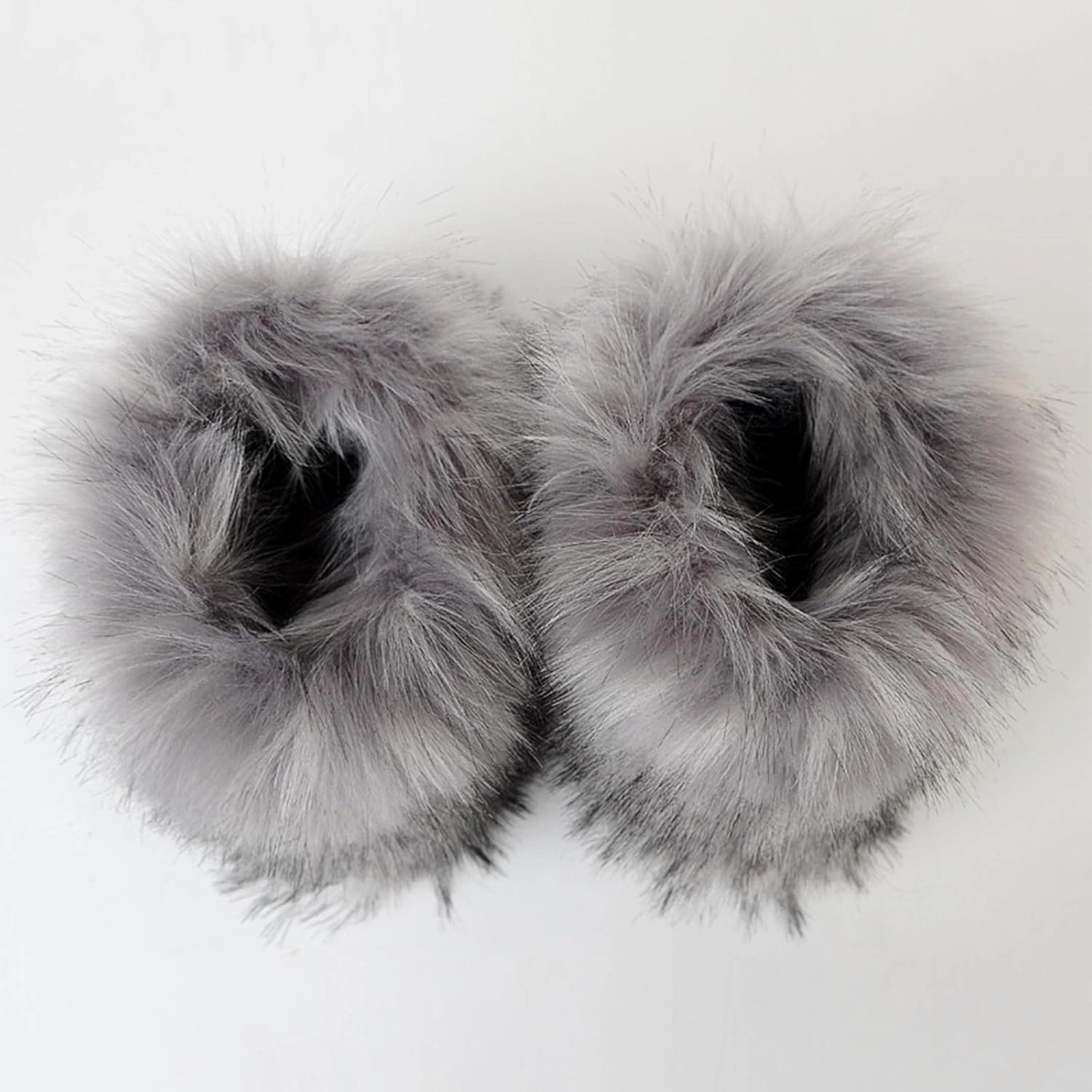 HINDOLA Womens Faux Fur Boots Fuzzy Fluffy Furry Round Toe Suede Boots Winter Comfy Plush Warm Snow Boots Comfortable Winter Ankle Booties Anti Slip Outdoor Indoor Flat Shoes