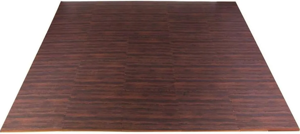 Home Aesthetics 100 Sq. Ft 3/8 Inch Thick Printed Foam Tiles Interlocking Foam Mat, Dark Wood Oak Grain Style - (24" x 24", 25 pcs), Protective Flooring for Home, Gym Exercise or Trade Show