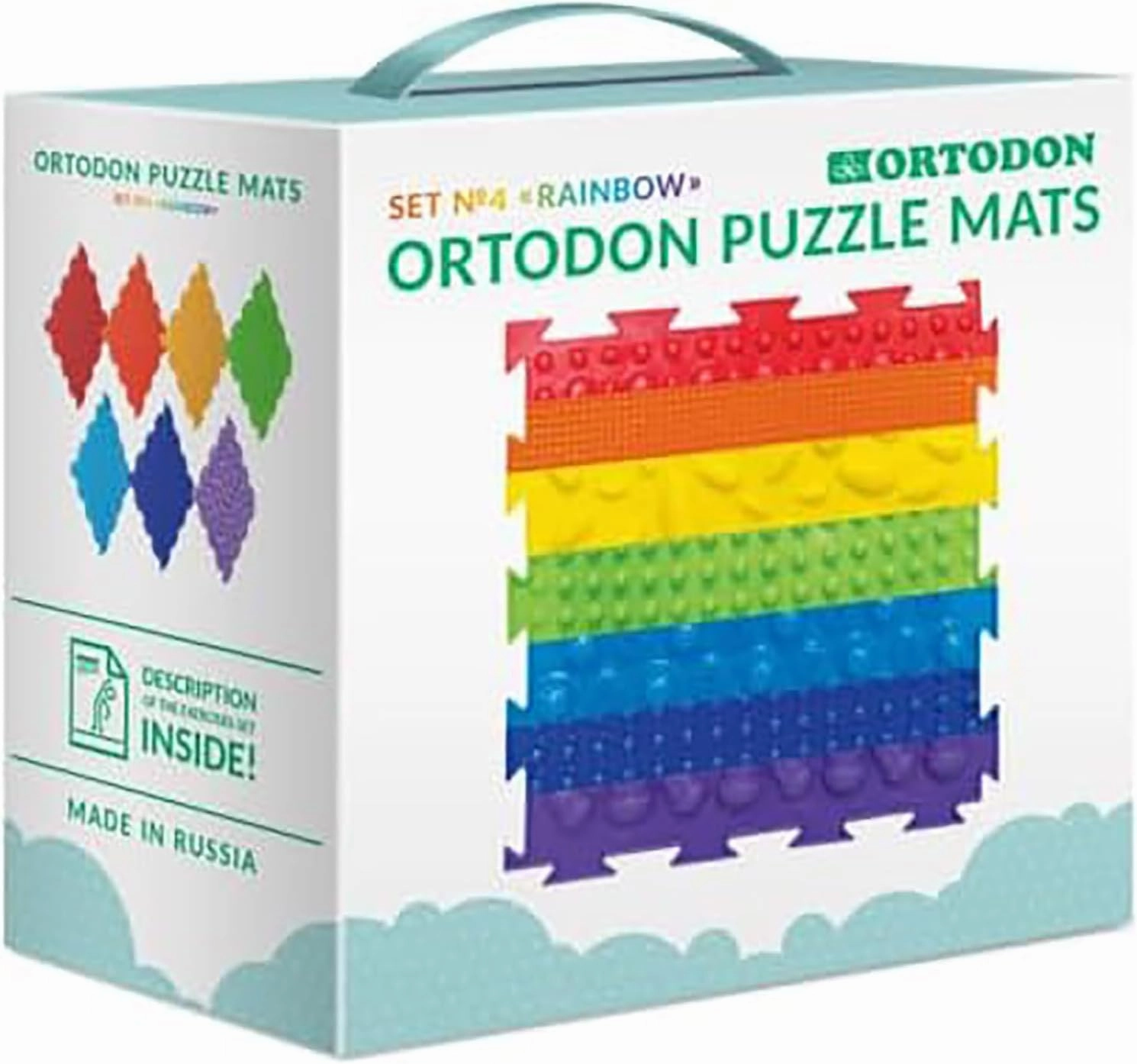 HOMEHUT Ortodon Rainbow Sensory Massage Game Mats - Improve Blood Circulation, Relieve Foot Fatigue, Enhance Balance and Posture - 8 Piece Set for Kids and Adults, 9.8x9.8 Inch