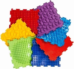 HOMEHUT Ortodon Rainbow Sensory Massage Game Mats - Improve Blood Circulation, Relieve Foot Fatigue, Enhance Balance and Posture - 8 Piece Set for Kids and Adults, 9.8x9.8 Inch