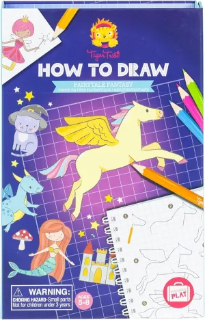 How to Draw - Fairytale Fantasy - Guided Drawing Activity Set for Kids, incl. Color Pencils, Gridded Art Notepad, Stationery, Great Gift
