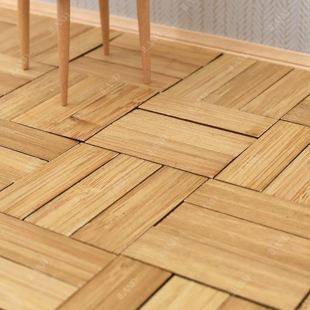 iLAND Miniature Dollhouse Accessories, 240pcs Varnished Dollhouse Flooring on 1:12 Scale with Natural Texture, 1/6 House Accessories (240pcs Rectangular)