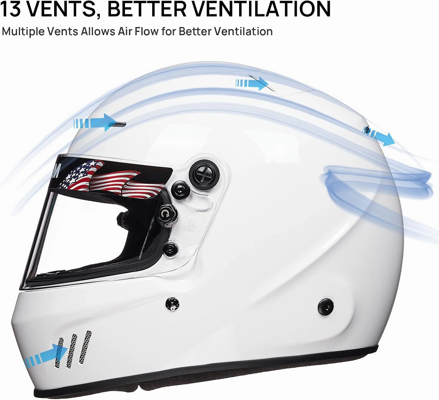 ILM Snell SA2020 Full Face Auto Car Racing Helmets for Men and Women Model 760(White, L)