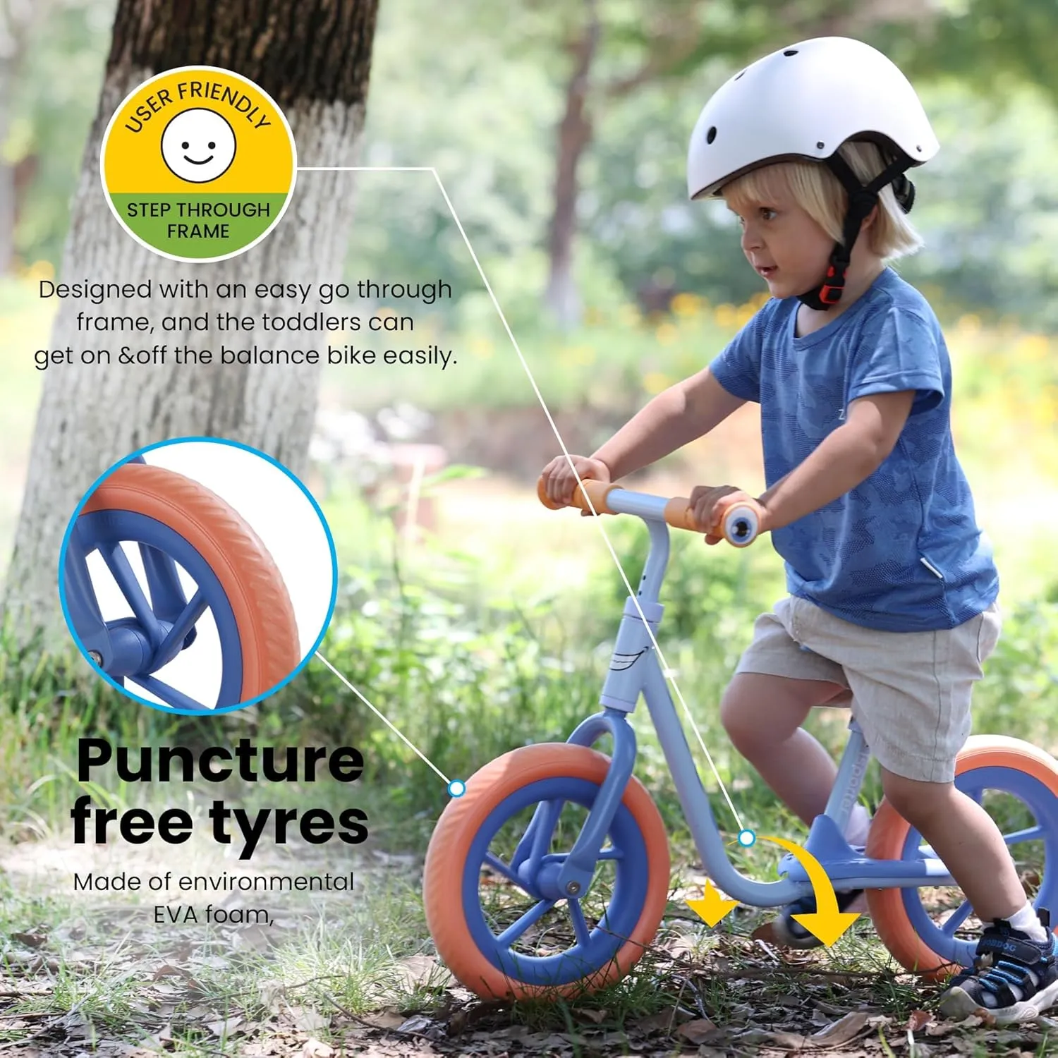 iSporter 10inch or 12inch Kids Balance Bike for Toddler 2 Year Old, Boys Girls Ages 2-5, Gift Push Bikes, No Pedal Training Bicycle, with Footrest, Puncture-proof Tyres, and Height Adjustable