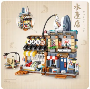 Japanese Street View Aquatic Shop, 790PCS Building Blocks Model Set - Mini Bricks Building Block Set Toys，Fun and Exciting Toy for Kids and Adults