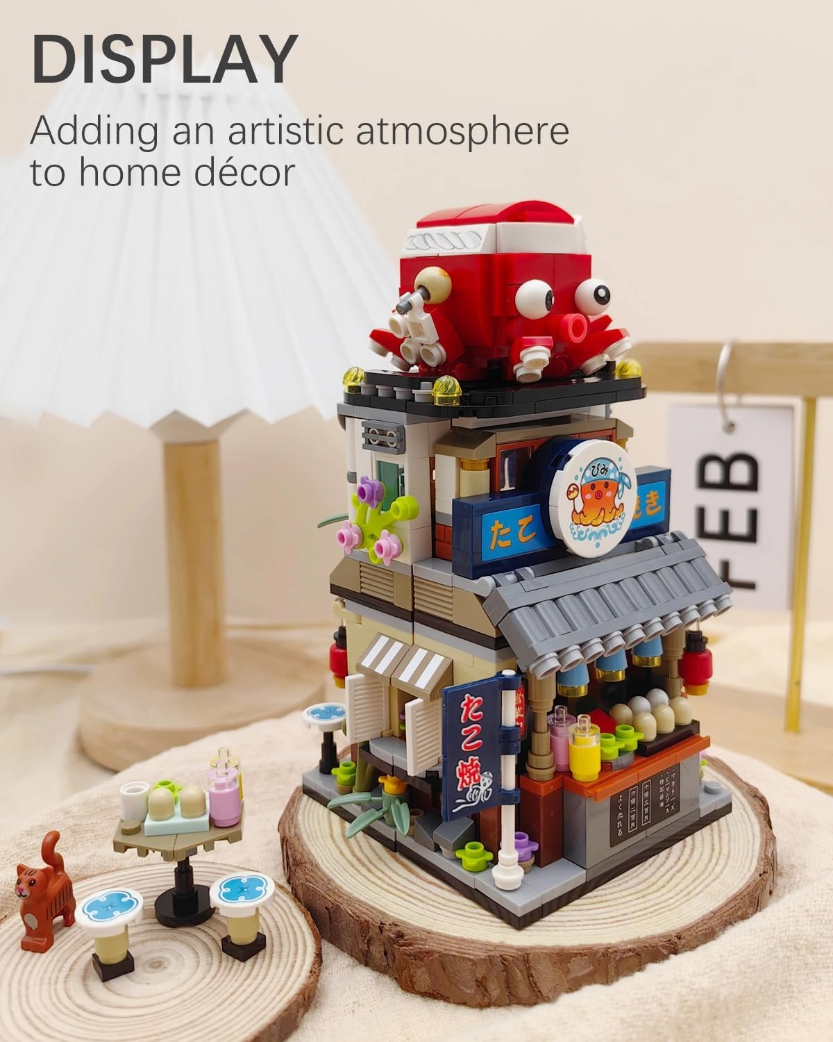 Japanese Street View Takoyaki Shop Building Blocks Set, Theme Store Simulation Architecture Creative Model, Mini Bricks Construction Building Toy for Adults (1218)