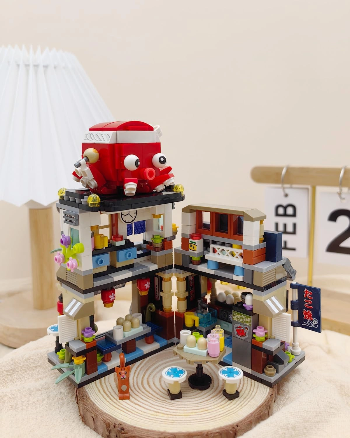 Japanese Street View Takoyaki Shop Building Blocks Set, Theme Store Simulation Architecture Creative Model, Mini Bricks Construction Building Toy for Adults (1218)