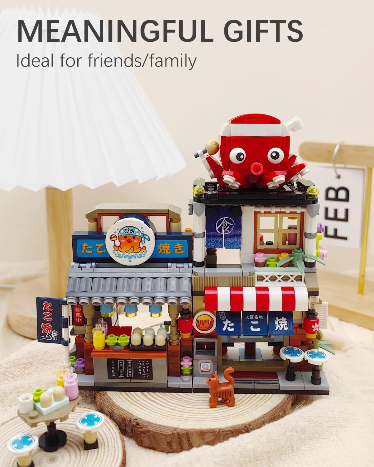 Japanese Street View Takoyaki Shop Building Blocks Set, Theme Store Simulation Architecture Creative Model, Mini Bricks Construction Building Toy for Adults (1218)