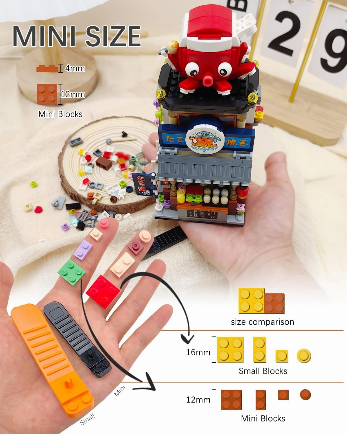Japanese Street View Takoyaki Shop Building Blocks Set, Theme Store Simulation Architecture Creative Model, Mini Bricks Construction Building Toy for Adults (1218)