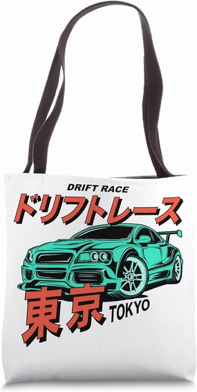JDM Tokyo Japan Drift Race Car Tuning Retro Vintage Graphic Tote Bag