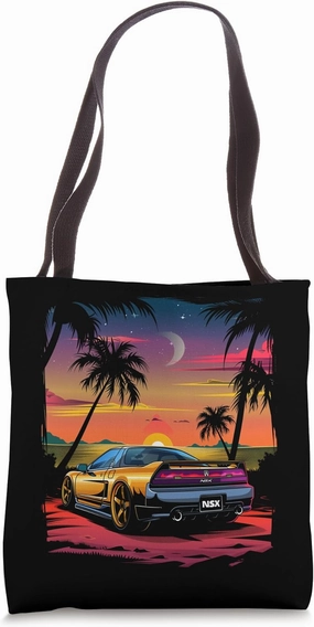 JDM Tokyo NSX Car Lowered Stance Summer Sunset Drift Car Tote Bag