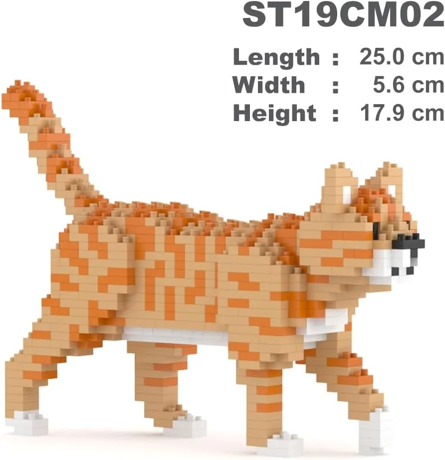 JEKCA Orange Tabby Cat Mini 01S | Mini Cat Plastic Building Blocks | Age 14 