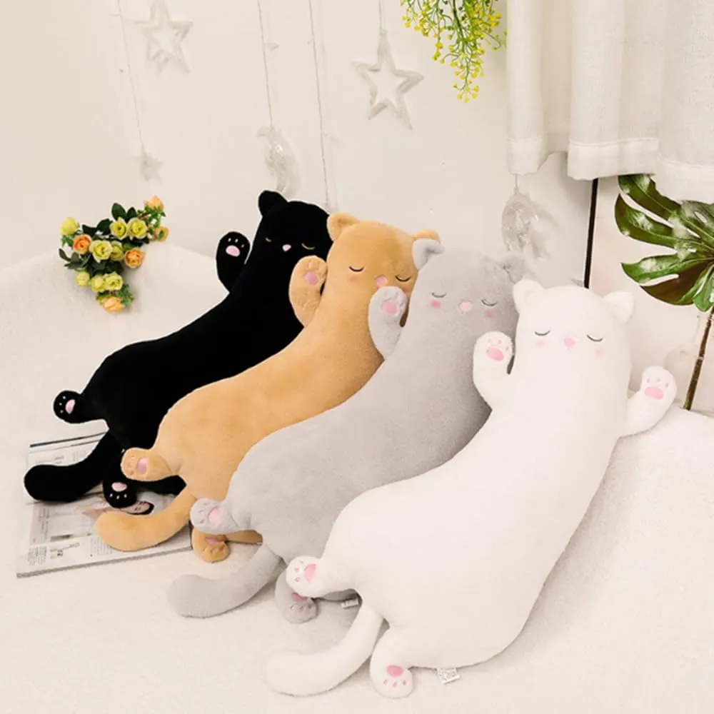 JPORSHU Black Cat Plush Body Pillow，25.6" Long Cat Stuffed Animals Soft Long Cat Plushie Toy，for Birthday Christmas Kids Gifts Home Car Decoration (Black)