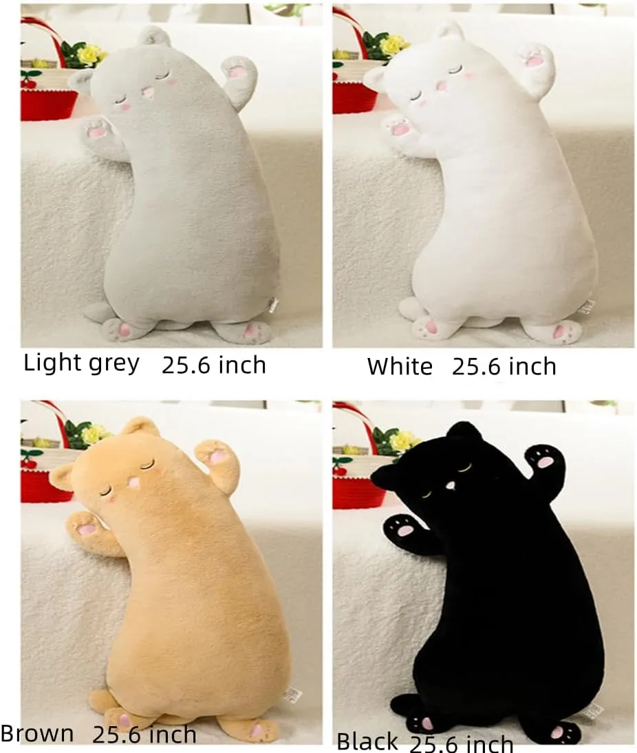 JPORSHU Black Cat Plush Body Pillow，25.6" Long Cat Stuffed Animals Soft Long Cat Plushie Toy，for Birthday Christmas Kids Gifts Home Car Decoration (Black)