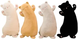 JPORSHU Black Cat Plush Body Pillow，25.6" Long Cat Stuffed Animals Soft Long Cat Plushie Toy，for Birthday Christmas Kids Gifts Home Car Decoration (Black)