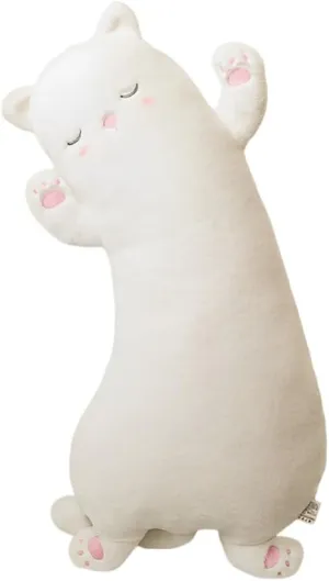 JPORSHU Black Cat Plush Body Pillow，25.6" Long Cat Stuffed Animals Soft Long Cat Plushie Toy，for Birthday Christmas Kids Gifts Home Car Decoration (White)