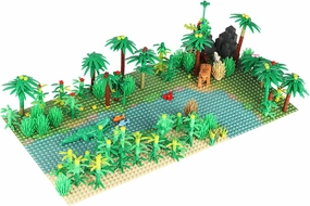Jungle Trees Building Bricks with 2 Base Plates (10 x 10 inch),Rainforest Plants Flowers Bushes Animals Kit, Botanical Parts Scenery Toys for Kids and Adults