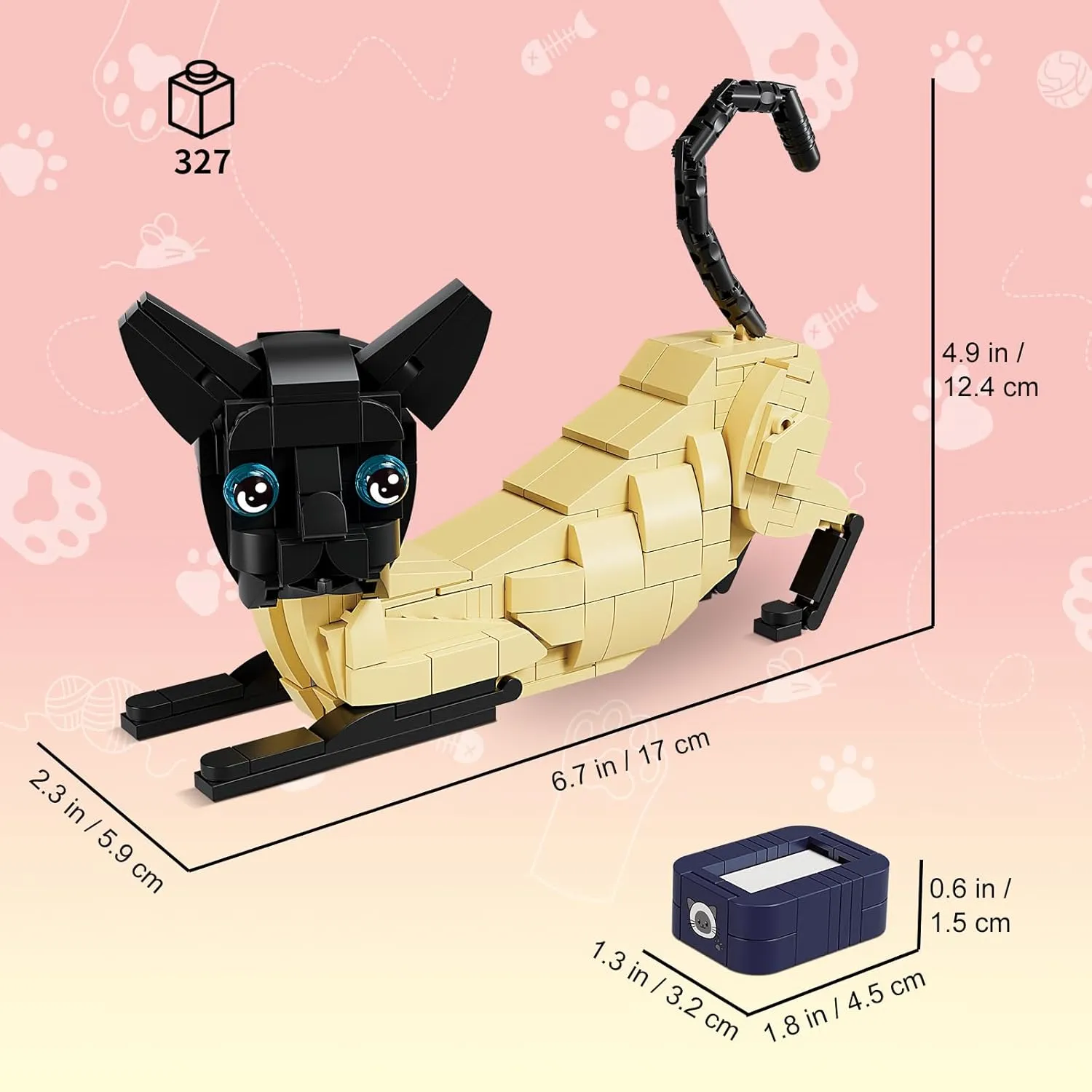 KAZI Siamese Cat Building Toy Set,Cat Gift Idea for cat Lovers,Cats Toy for Boys& Girls Age 8-12,Creative Activity,Party Favors,Birthday Gifts