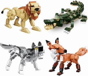 KAZI Forest Animals Toys - Building Toys for Kids - Fox,Lion,Wolf,Crocodile Animal Building Kit,Creative Play and Display Gift Idea for Boys and Girls Ages 8 Years Old and Up