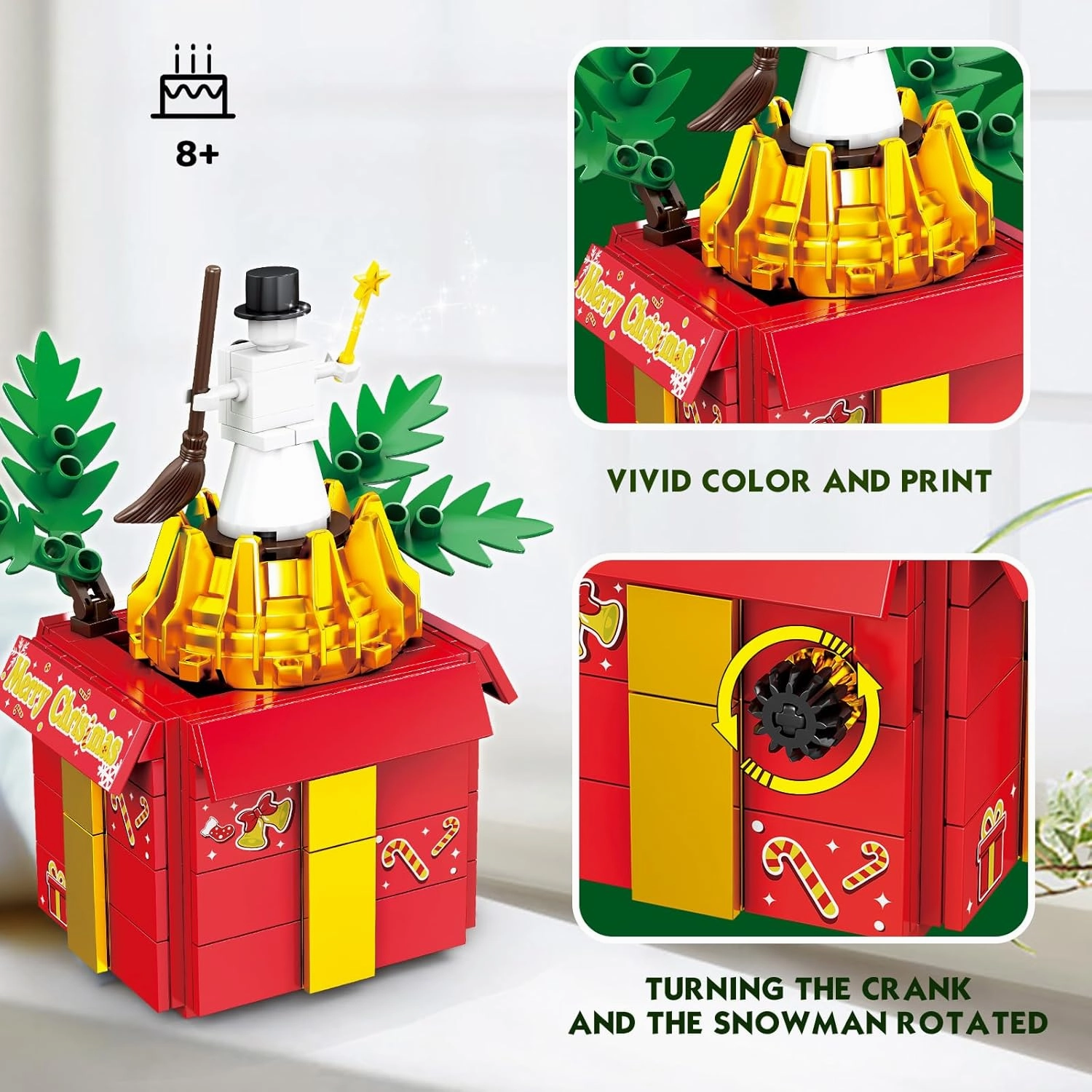 KAZI Snowman Box Building Toys for Kids, Winter Snowman Christmas Toys Set for Boys & Girls Ages 8 , Mini Christmas Decorations for Tabletop & Home, Party Favors
