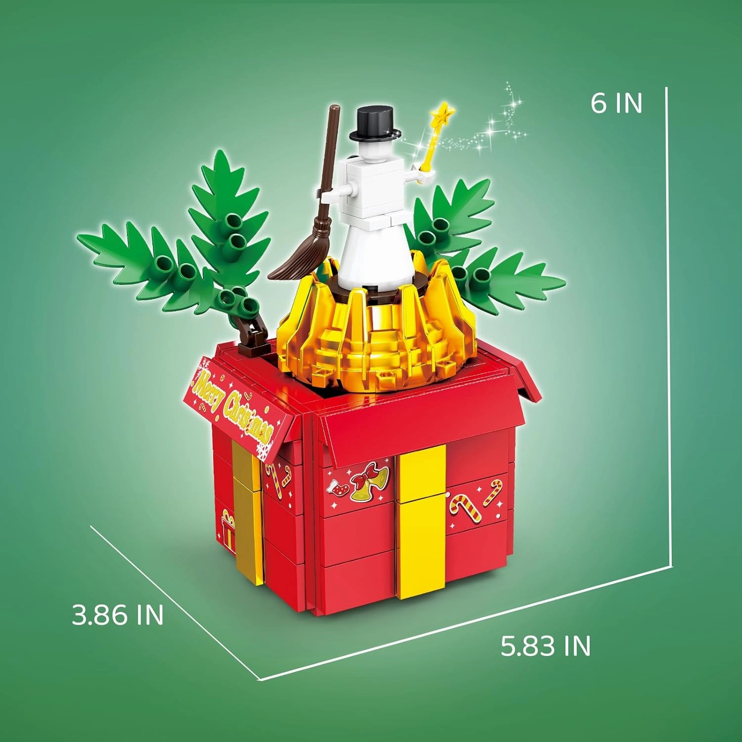 KAZI Snowman Box Building Toys for Kids, Winter Snowman Christmas Toys Set for Boys & Girls Ages 8 , Mini Christmas Decorations for Tabletop & Home, Party Favors
